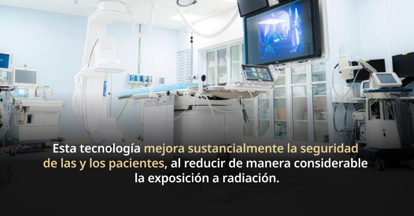 Imagen oficial de la Unidad de Hemodinamia del INP. El comunicado destaca mayor seguridad para pacientes y menor exposición a radiación.
